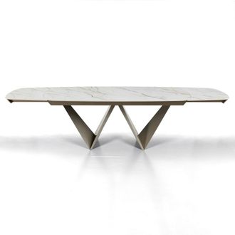 Oresteluchetta Mesa extensible cer&aacute;mica/metal &oacute;nix-platino 76,5x100x200-300 cm