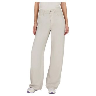 Emporio Armani Loose-fit Jeans, female, Beige, Size: W27 Linen Blend Wide-Leg Jeans