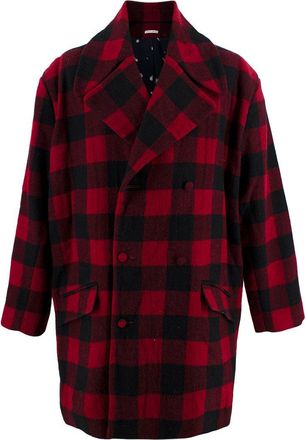 Charles Jeffrey Loverboy Red and Black Check Wool Coat Size M