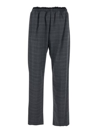 Diesel p-tilson Grey Pants With Logo Detail On The Rear And All-over Check Motif In Wool Blend Stretch Man
