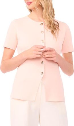Ted Baker Gail Longline Split Hem Button-Up Shirt in Cloud Pink at Nordstrom, Size X-Small