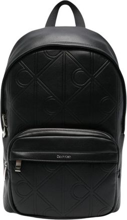Calvin Klein Embossed Emblem Logo Trolley Rugzak - Heren - Rugzakken - Zwart - ONE Size - Leer - Tassen