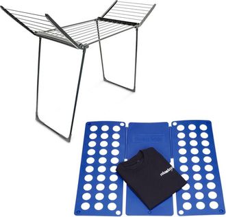 Relaxdays Juego De 2 Piezas Para El Hogar, Tendedero Plegable, 13 M De Secado, Tabl&oacute;n Grande Para Camisas Y Camisetas