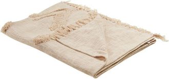 Beliani Beliani - Manta De Algod&oacute;n Beige 130 X 180 Cm Patr&oacute;n Geom&eacute;trico Accesorio Fatehpur