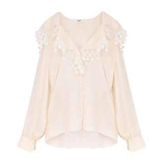 Chloé Blouses, female, Pink, Size: S Maxi-collar Blouse