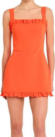 Amanda Uprichard Layana Skort Romper In Mandarin