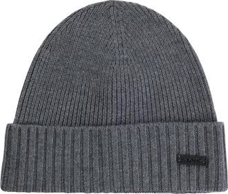 HUGO BOSS Geribbelde gebreide muts - Heren - Hoeden - Grijs - ONE Size - Accessoires