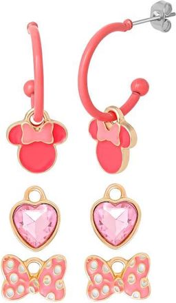 Disney Minnie Mouse Pink Bow Charm Hoop Earring Set, 3 Charms and 1 Hoop at Nordstrom
