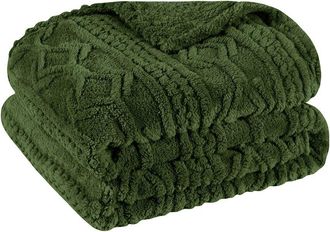 Superior Boho Knit Jacquard Fleece Plush Fluffy Throw