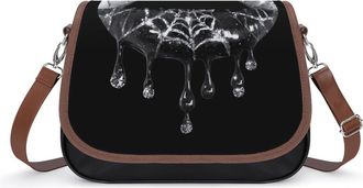 Generic Spider Web Pattern Lips Dripping Womens Crossbody Bag Fashion Shoulder Handbags Message Tote Bag with Adjustable Strap