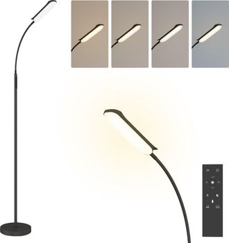 HOMCOM LED Floor Lamp for Living Room with Magnetic Remote Control - Black | TJ Hughes