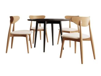 Mirjan24 Conjunto De Mesas Y Sillas Para Comedor Racine 124, Magic Velvet 2250 + Negro, 76x0x0cm, Di&aacute;metro: 100, N&uacute;mero De Asientos: 4, Estilo: Contemporary