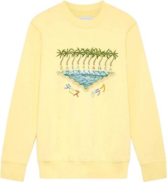 Casablanca Mens Embroidered Sweatshirt Enoshima Beach Yellow Cotton - Size X-Small