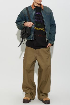 Balenciaga vintage-effect Insulated Denim Jacket, Mens, Blue
