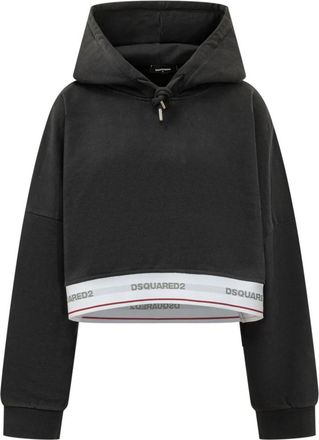 Dsquared2 Onion Cropped Fit Hoodie - Dames - Hoodies - Zwart - XS - Katoen - Hoodies & sweatvesten