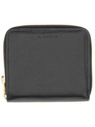 IL BISONTE Compact Textured Leather Wallet