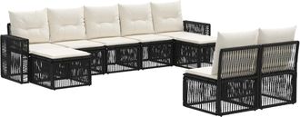 vidaXL Conjunto De Sof&aacute;s De Jard&iacute;n 9 Uds. Negro Y Blanco Crema Vidaxl