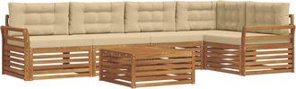 vidaXL Conjunto De Sof&aacute;s De Exterior 6 Uds. Natural Y Beige Vidaxl