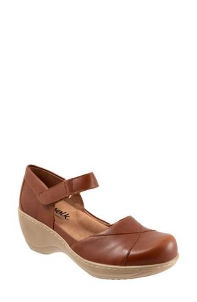 Softwalk Miri Ankle Strap Platform Wedge Clog in Luggage at Nordstrom, Size 10.5