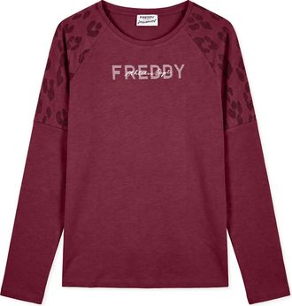 Freddy T-shirt Donna Manica Lunga Inserti Leopardati