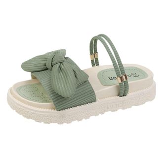 Generic Cocila Walking Sandals For Women Uk Bow Decor Flatform Slingback Casual Open Toe Roman Platform Slippers Green, 5 Gold Size 5 Bunion Narrow Fit Widefi