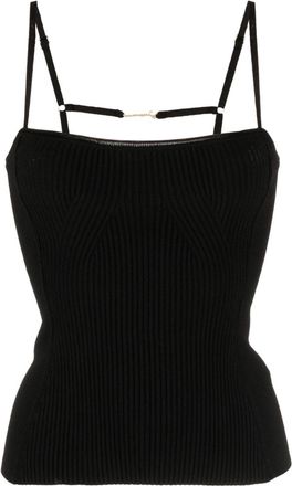 Jacquemus Le Haut Sierra ribbed tank top - women - Polyester/Elastane/Viscose - 36 - Black