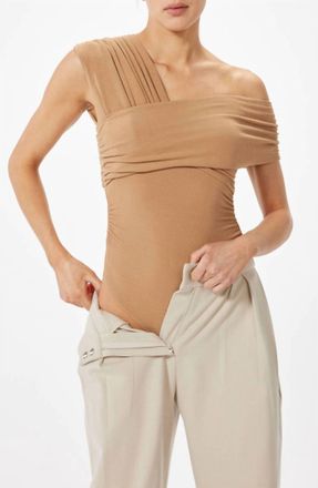 Sophie Rue Crisscross Thong Bodysuit In Camel