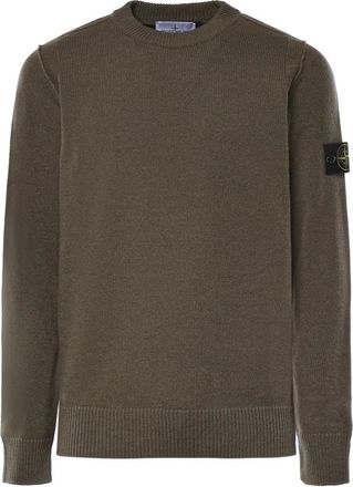 Stone Island Ronde hals trui met omgekeerde steekdetails - Heren - Ronde hals truien - Groen - XL - Wol - Truien & Vesten