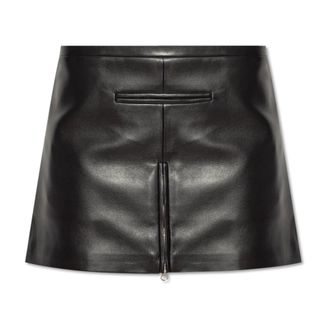 Courr&egrave;ges Tailored Vintage Leather Mini Skirt - female - Courr&egrave;ges - Leather Skirts - Black - S - Skirts