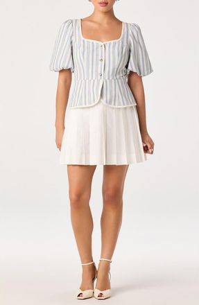ASTR the Label Brigitta Mixed Media Dress in White Blue Stripe at Nordstrom, Size X-Small