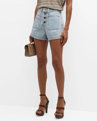 Frame Denim Womens Le Bardot Exposed Button Short In Trevi