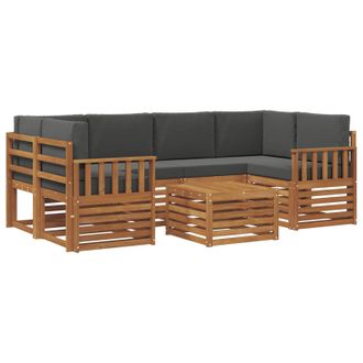 vidaXL Conjunto De Sof&aacute;s De Exterior 7 Pcs Natural Y Antracita Vidaxl