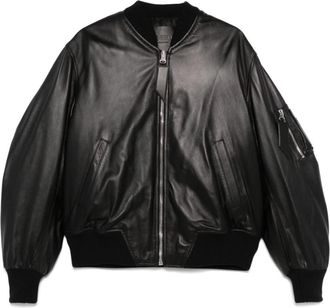 The Attico Anja Leren Bomberjack - Dames - Bomber jackets - Zwart - 2XS - Leer - Jassen