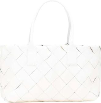 Bottega Veneta Pre-owned Handbags, female, White, Size: ONE SIZE Pre-owned Woven Lambskin Tote