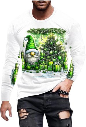Generic Christmas Jumpers for Men UK Xmas Sweatshirt Crew Neck Pullover Mens Christmas Tree Tops Long Sleeve Shirts 3D Printed Casual Sweatshirts Novelty Swea