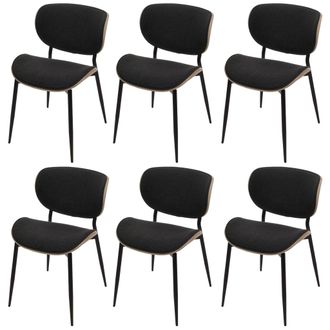 Hhg Hhg - Juego De 6 Sillas De Comedor 236, Tejido De Madera Curvada (370 G/m&sup2;) Certificado Oeko-tex Mvg, Natural, Gris Oscuro