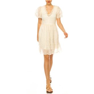 A Collective Story Lace Puff Sleeve Dress in Natural at Nordstrom, Size X-Large