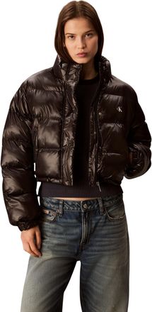 Calvin Klein Jeans Womens SHINE CROP PUFFER JACKET LV047D504G Jackets, Black (Black), XXS