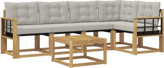 vidaXL Conjunto De Sof&aacute;s De Exterior 6 Uds. Blanco Y Gris Claro Vidaxl