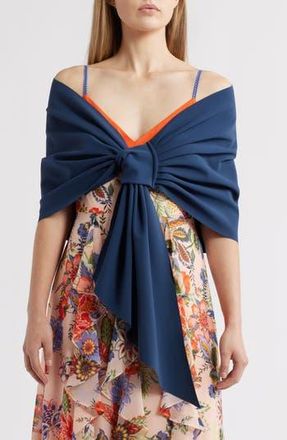 La Petite Robe Di Chiara Boni Eva Tie Front Shawl in Arctic Blue at Nordstrom Rack