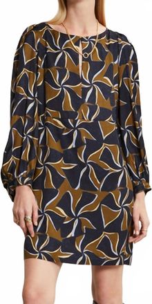 ottod'Ame Geo Floral Satin Mini Dress In Navy/green