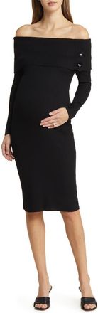 Emilia George Carrie Off Shoulder Knit Dress in Black at Nordstrom, Size X-Small