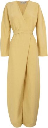 Cortana Mel- linnen en zijde aap honing- - Dames - Jumpsuits - Geel - L - Linnen - Jumpsuits & Playsuits