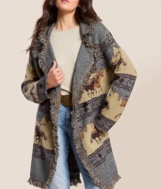 Miss Me Saddle Up Cardigan In Charcoal