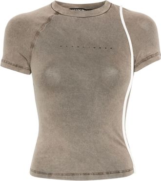 Ottolinger logo-print jersey T-shirt - women - Organic Cotton/Elastane - S - Brown