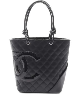 Chanel 2010-2011 quilted logo tote bag - women - Calf Leather - One Size - Black