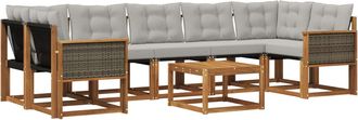 vidaXL Conjunto De Sof&aacute;s De Exterior 8 Uds. Natural Y Gris Claro Vidaxl