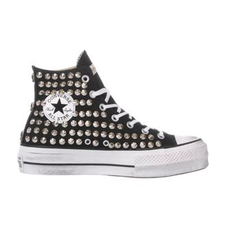 Converse Sneakers, female, Black, Size: 7 1/2 US Handmade Black Sneakers with Studs