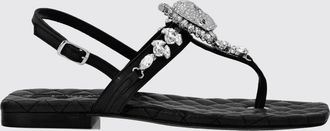 Philipp Plein Sandali infradito in pelle con tacco basso e cristalli