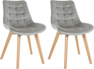 Clp Set De 2 Sillas De Comedor Brook En Terciopelo Gris